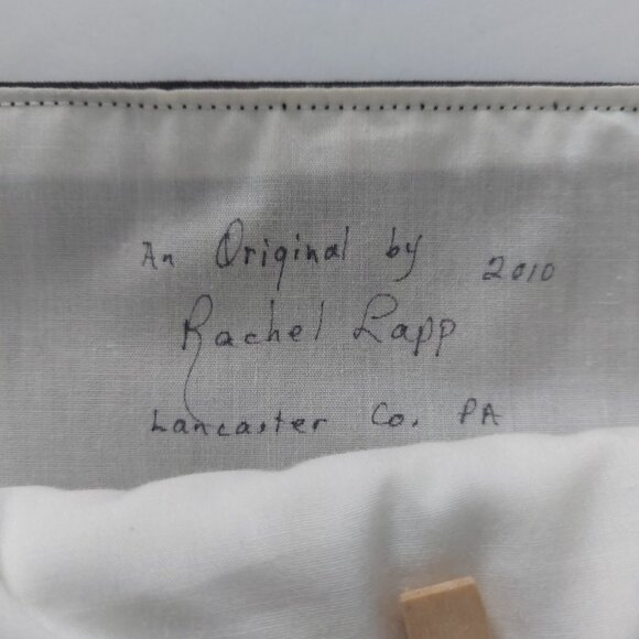 Rachel Lapp Quilted Tote Cottagecore Amish Patchwork Signed Brown Neutrals - Picture 4 of 12